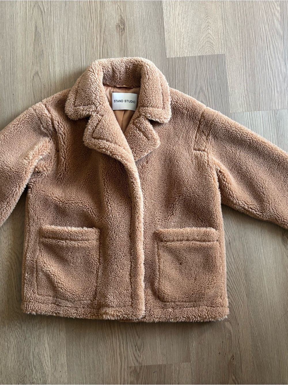 Stand Studio Tan Teddy Coat (Taupe Marina Jacket)